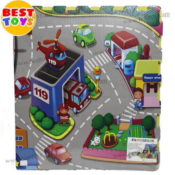BestToys  Խաղագորգեր  Մանկական գորգ-փազլ մեքենաներով և ճանապարհներով